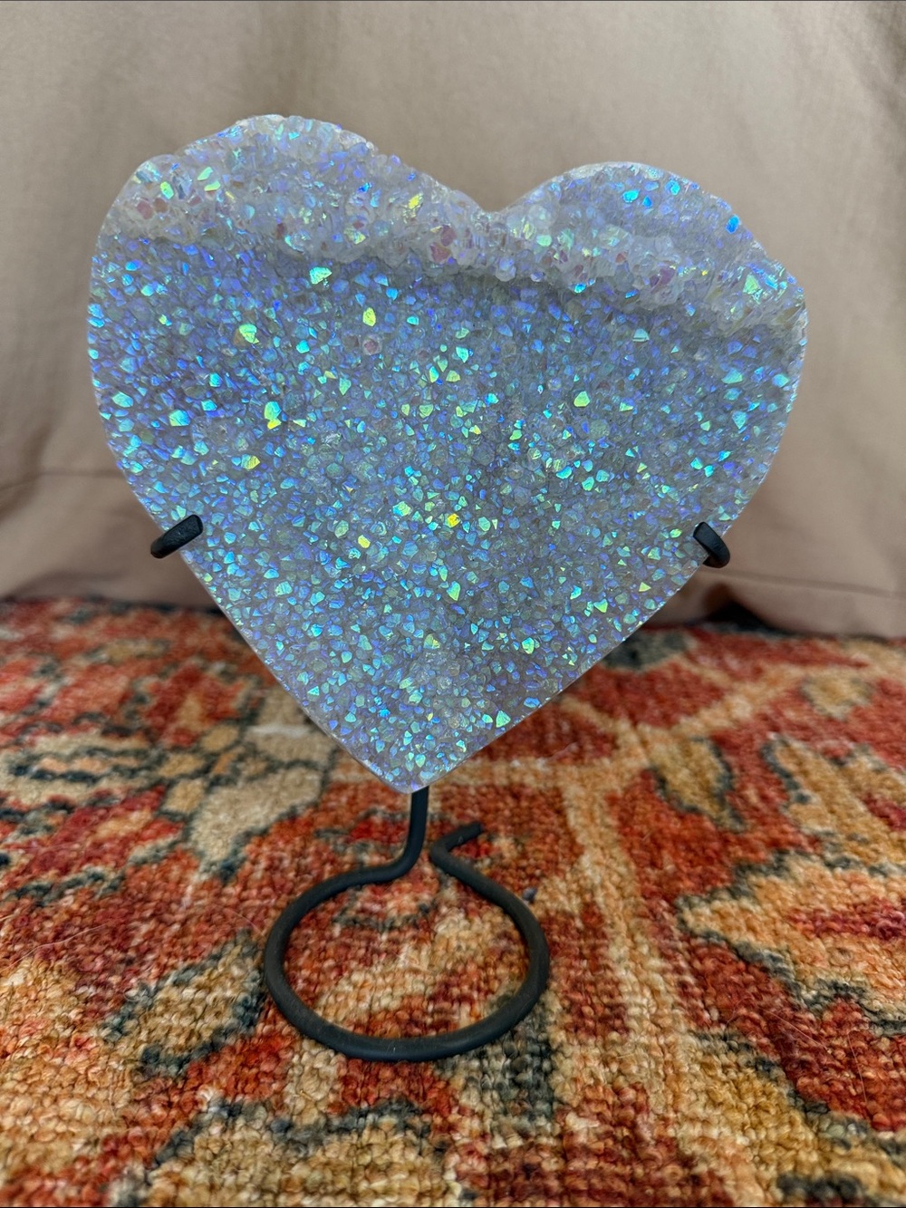 Iridescent Blue Heart Crystal Home Art Decor
